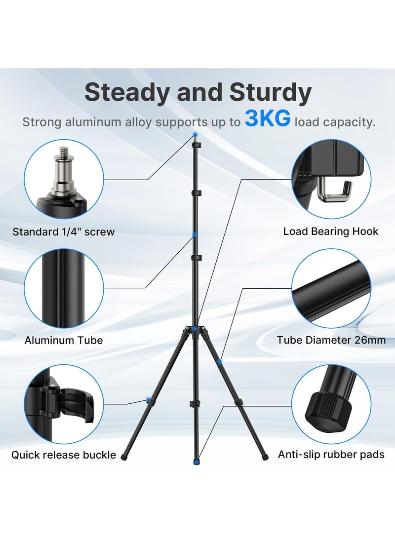 Ulanzi TT43 Extendable Photography Light Stand, Adjustable 6.23ft Aluminum Light Tripod, Reversible Portable Studio Lighting Tripod for Continute Output Lighting/Strobe Light/Webcams/Cameras/Softbox