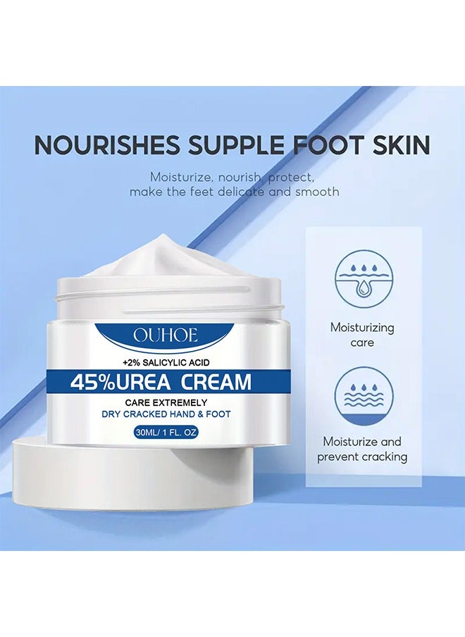 45% Urea Cream，Urea 45% Foot Cream with 2% Plus Salicylic Acid, Foot Cream for Dry Cracked Heels - best Callus Remover For Feet & Hands, Natural Moisturizes Nourishes Softens Dry, Rough, Cracked, Dead Skin 30ML