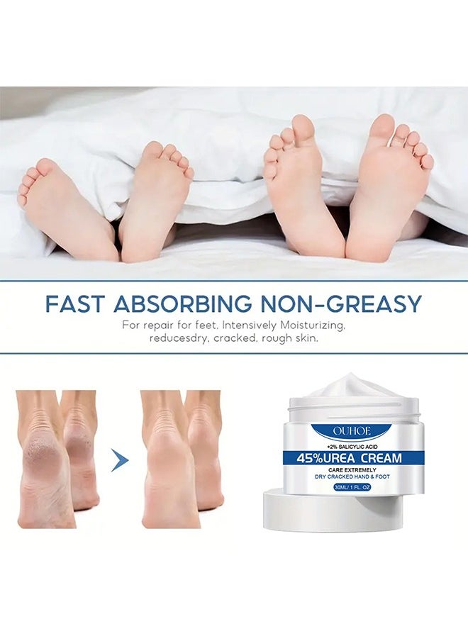 45% Urea Cream，Urea 45% Foot Cream with 2% Plus Salicylic Acid, Foot Cream for Dry Cracked Heels - best Callus Remover For Feet & Hands, Natural Moisturizes Nourishes Softens Dry, Rough, Cracked, Dead Skin 30ML