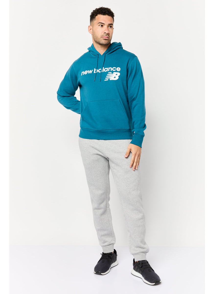 Men Relaxed Fit Long Sleeves Outdoor Hoodie, Teal