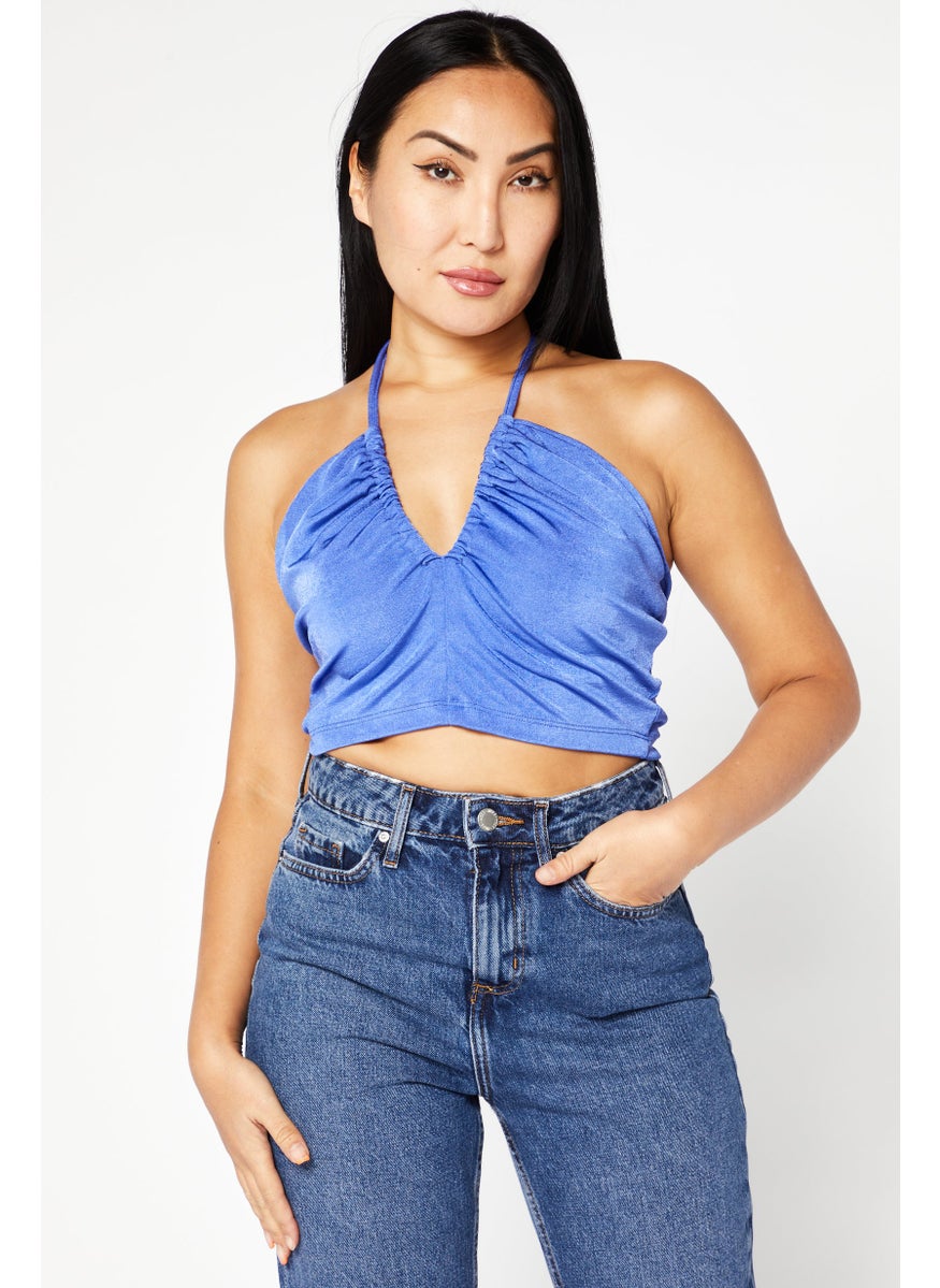 Women V-Neck Sleeveless Plain Top, Light Purple