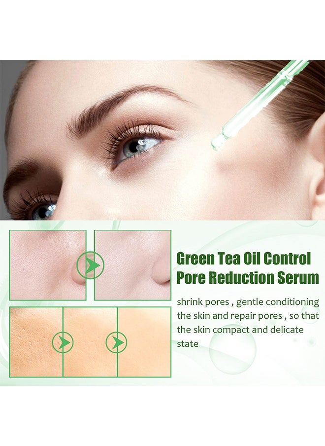 Green Tea Serum,Pore Shrinking Rejuvenates The Skin Moisturizing And Gently Shrinks,Anti-oxidation ,Oil control,hydrating and nourishing,Whitching Essenge (10ml）
