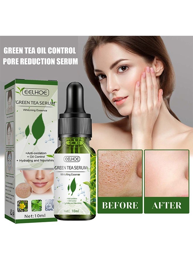 Green Tea Serum,Pore Shrinking Rejuvenates The Skin Moisturizing And Gently Shrinks,Anti-oxidation ,Oil control,hydrating and nourishing,Whitching Essenge (10ml）