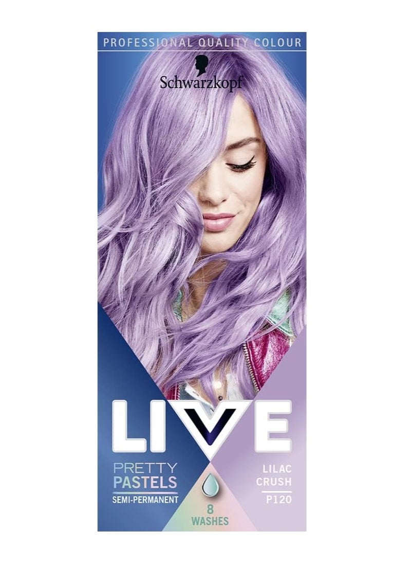 LIVE Pretty Pastels Lilac Crush Semi Permanent Hair Dye P120 Temporary Hair Dye Lasts for up to 8 Washes Pretty Pastel Hair Colour for Full head Ombré or Highlights