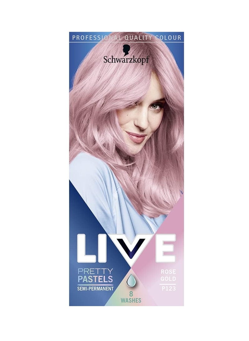 LIVE Pretty Pastels Rose Gold Semi Permanent Hair Dye P123 Temporary Hair Dye Lasts for up to 8 Washes Pretty Pastel Hair Colour for Full head Ombré or Highlights