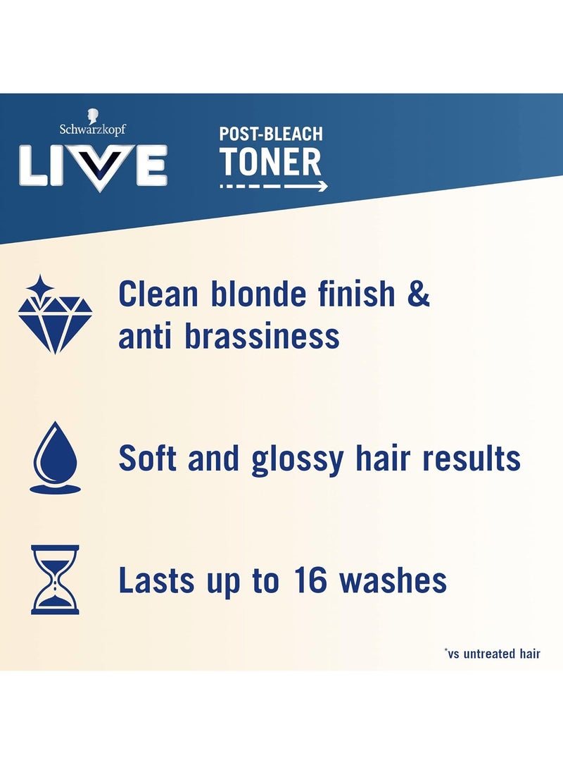 LIVE Post Bleach Hair Toner Soft Blonde Semi Permanent Colour Toner for Cool Blondes Soft Blonde Toner Neutralises Brassiness and Yellow Tones for up to 16 Washes