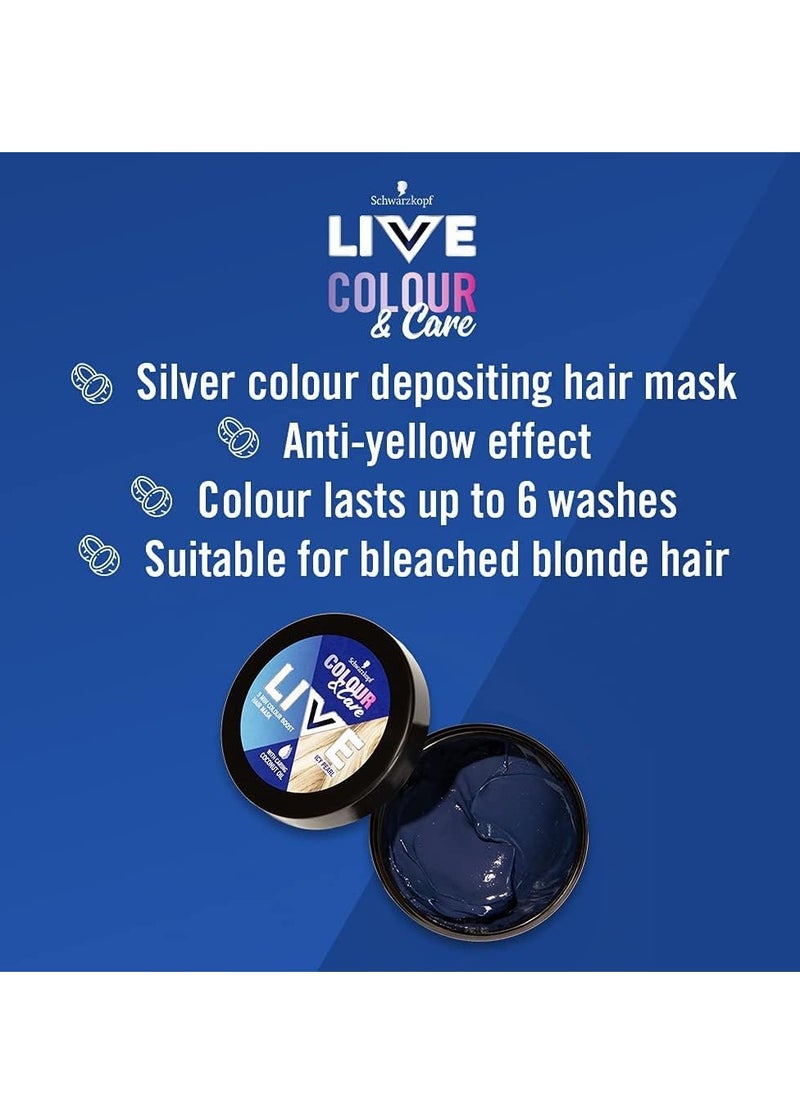 LIVE Colour and Care Hair Mask 5 Minute Wash Out Blonde Toning Colour Boost Semi permanent Silver Hair Dye Lasts Up To 6 Washes Icy Pearl 150ml