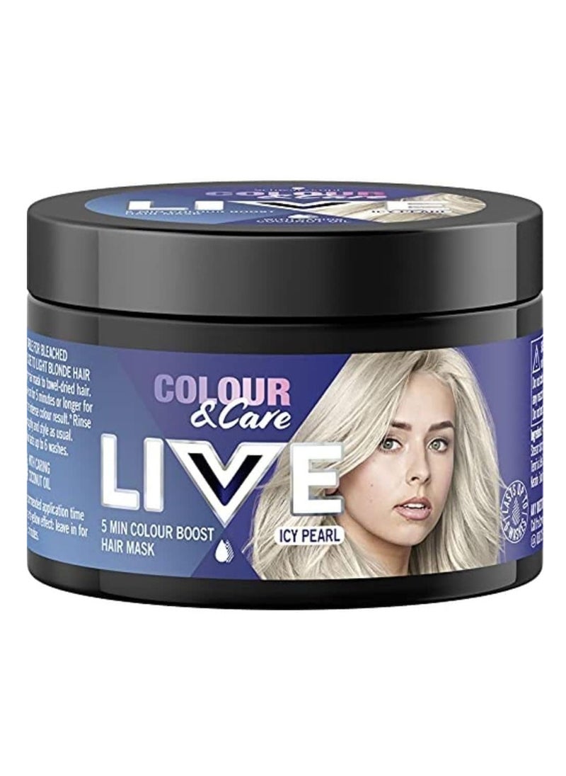 LIVE Colour and Care Hair Mask 5 Minute Wash Out Blonde Toning Colour Boost Semi permanent Silver Hair Dye Lasts Up To 6 Washes Icy Pearl 150ml