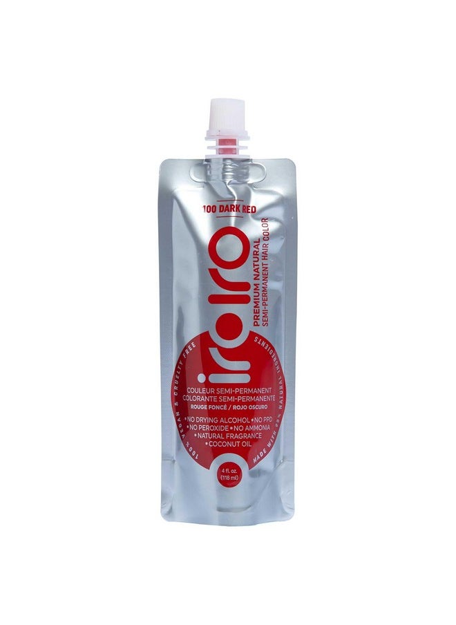 IROIRO Premium Natural Semi-Permanent Hair Color 100 Dark Red (4oz)