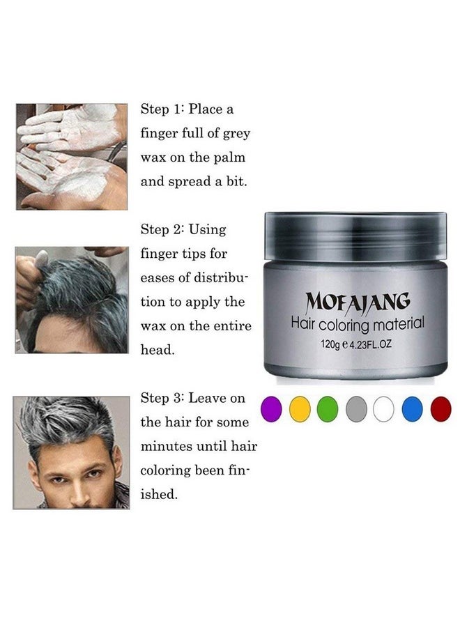 Mofajang Hair Wax Color Styling Cream Mud, Natural Hairstyle Color Pomade, Washable Temporary (Gray)