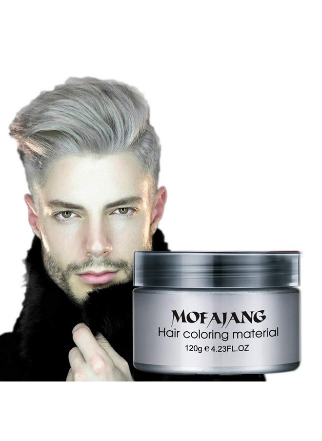 Mofajang Hair Wax Color Styling Cream Mud, Natural Hairstyle Color Pomade, Washable Temporary (Gray)