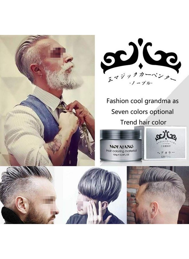 Mofajang Hair Wax Color Styling Cream Mud, Natural Hairstyle Color Pomade, Washable Temporary (Gray)