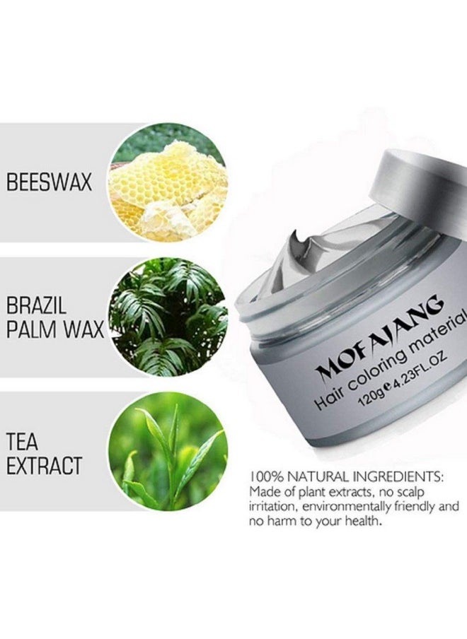 Mofajang Hair Wax Color Styling Cream Mud, Natural Hairstyle Color Pomade, Washable Temporary (Gray)