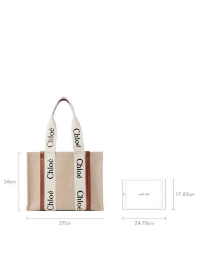 Chloe Women's Medium Handheld Shoulder Bag Canvas Tote Bag 37 * 26 * 12cm