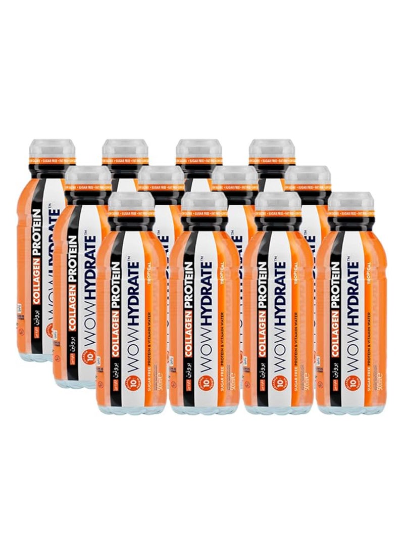 Protein Water 10G Collagen Sugar-Free Low-Calorie Vitamin-Enriched Daily Protein Boost 12 X 500Ml Tropical