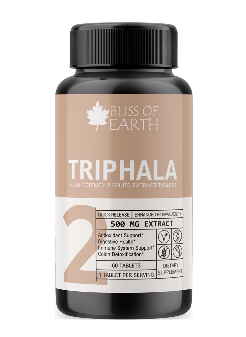 Triphala Extract Tablets 500mg For Daily Detoxifying Cleansing Great for Digestive Health 60 Tablets