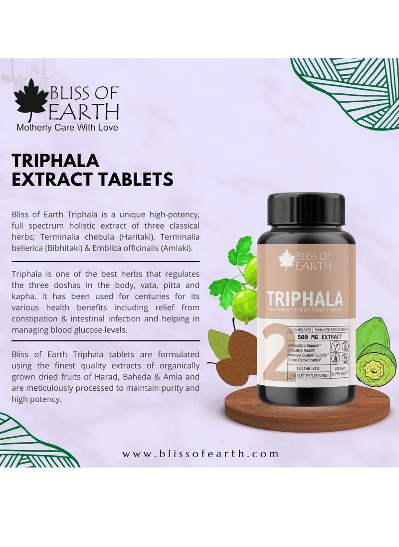 Triphala Extract Tablets 500mg For Daily Detoxifying Cleansing Great for Digestive Health 60 Tablets