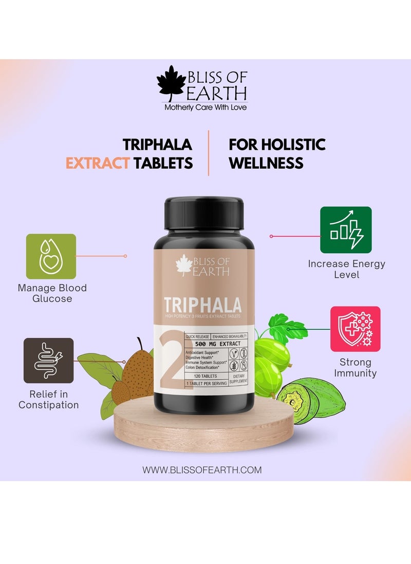 Triphala Extract Tablets 500mg For Daily Detoxifying Cleansing Great for Digestive Health 60 Tablets
