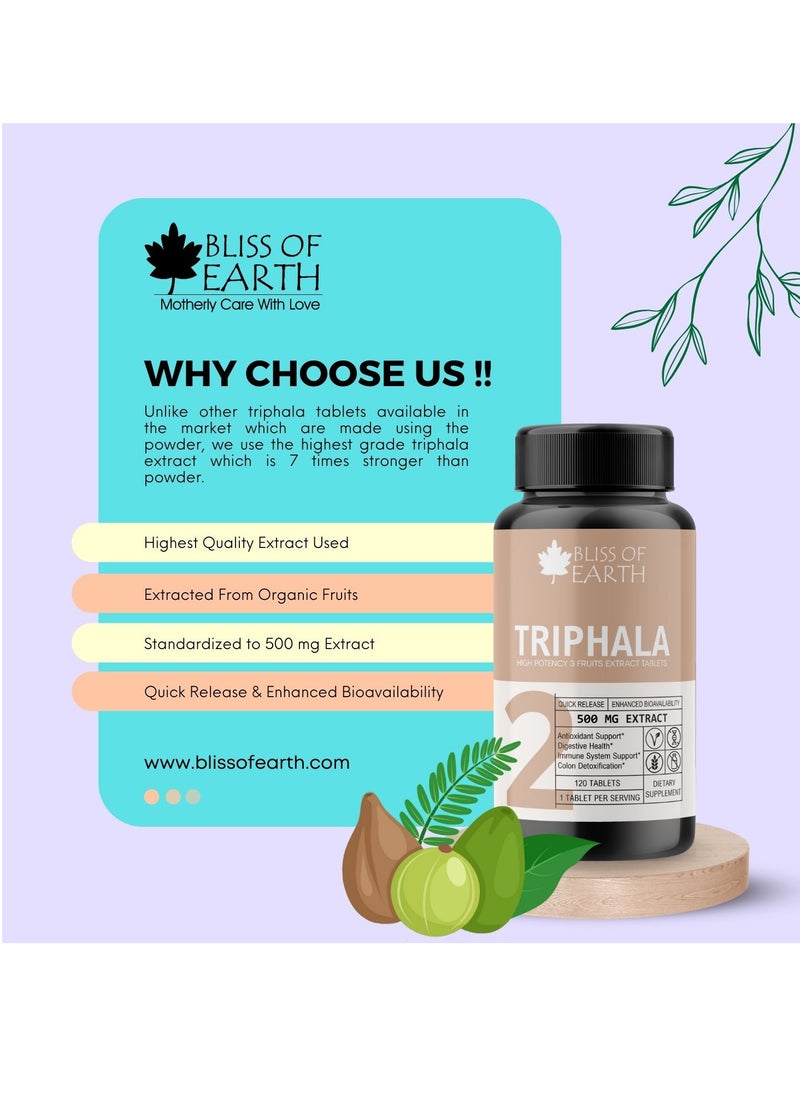 Triphala Extract Tablets 500mg For Daily Detoxifying Cleansing Great for Digestive Health 60 Tablets