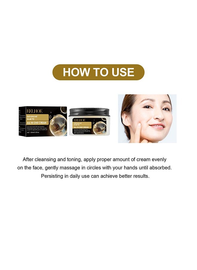 Advanced Snail 92 All In One Cream,Moisturizing Acne Scar Removal Cream , Anti-Aging & Wrinkle Removal and Whitening, Improve Skin Nourishing Collagen Essence Cream For Improve Damaged Skin 100ml