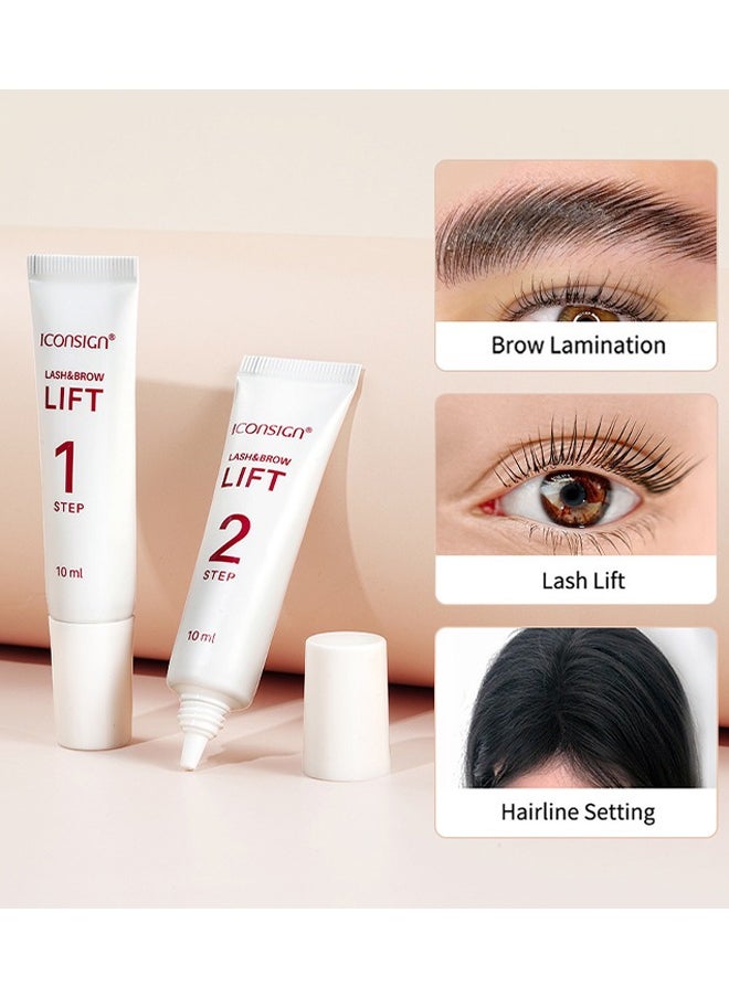 2-in-1 Lash Lift and Brow Lamination Kit, High-Capacity Lotion Tubes for Salon or Home Use, Long-Lasting Curling and Setting for Supermodel Lashes
