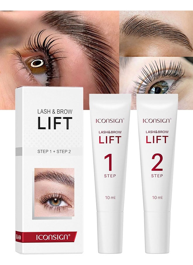 2-in-1 Lash Lift and Brow Lamination Kit, High-Capacity Lotion Tubes for Salon or Home Use, Long-Lasting Curling and Setting for Supermodel Lashes