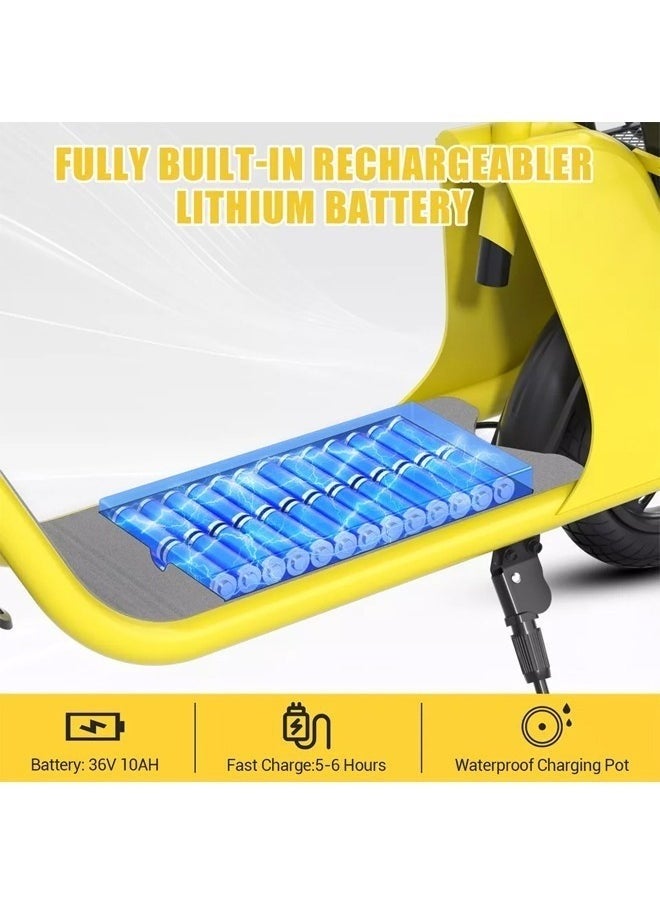 High Quality Foldable Electric Scooter with Seat and Rear Basket, 450W Motor, 36V 8AH Battery, 25-35 KM/h Speed, Carbon Alloy Frame, 12.5 Inches Tires, Disk Brakes, Unisex Comfortable E-Scooter for Adults