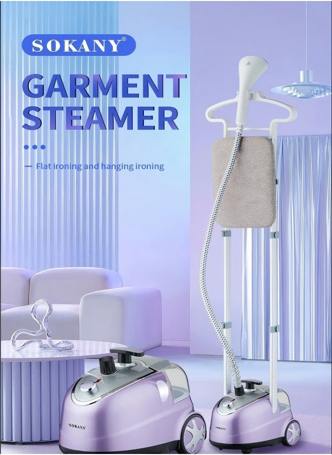 SOKANY Portable Standing Garment Steamer with Large - capacity Water Tank and Wheels Plug: European Standard