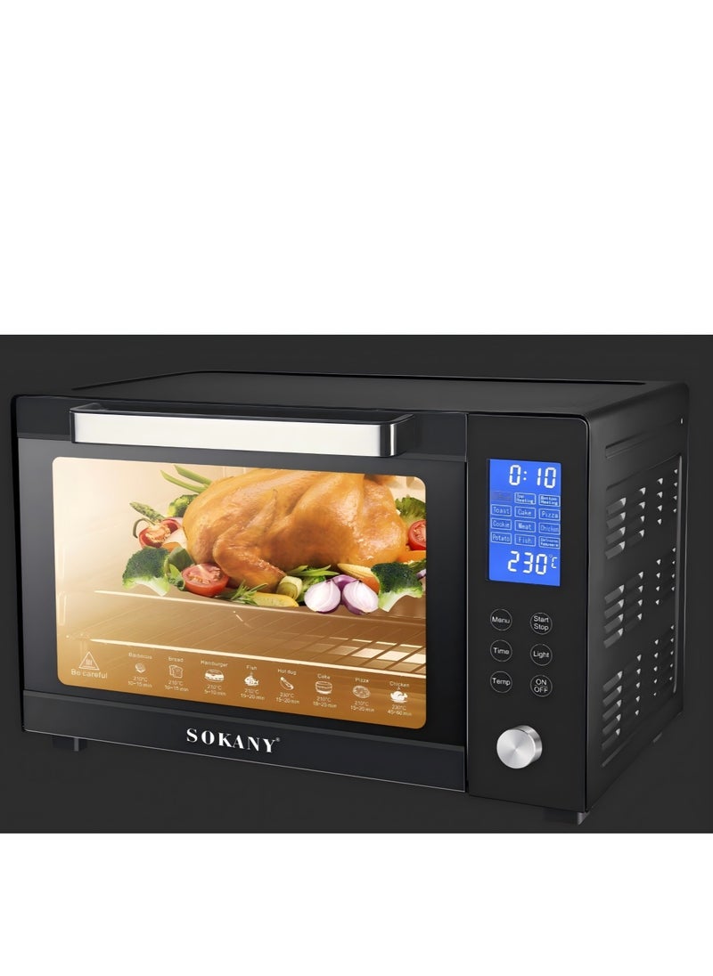 SOKANY Multifunctional Household Smart Electric Oven, Precise Temperature Control, Easy To Bake Delicious Food. The Precise Electronic Display Screen Displays Time And Temperature In Real Time, And The Knob Operation Makes The Control Easy And Accurate. Plug: European Standard
