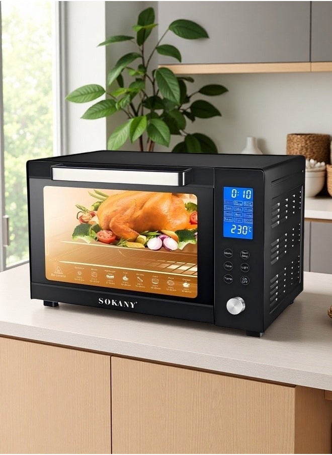SOKANY Multifunctional Household Smart Electric Oven, Precise Temperature Control, Easy To Bake Delicious Food. The Precise Electronic Display Screen Displays Time And Temperature In Real Time, And The Knob Operation Makes The Control Easy And Accurate. Plug: European Standard
