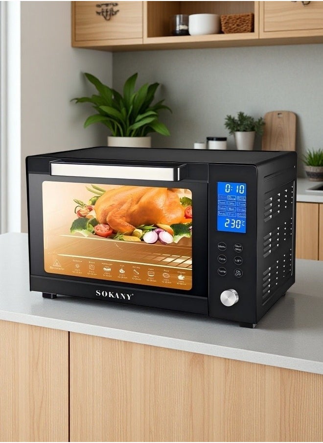 SOKANY Multifunctional Household Smart Electric Oven, Precise Temperature Control, Easy To Bake Delicious Food. The Precise Electronic Display Screen Displays Time And Temperature In Real Time, And The Knob Operation Makes The Control Easy And Accurate. Plug: European Standard