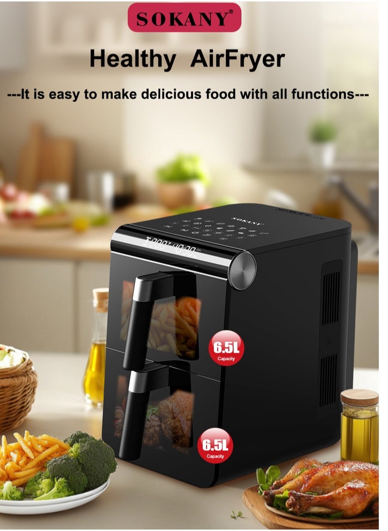 Multi Functional Health Intelligent Air Fryer, Home Visual Intelligent Touch Air Fryer - Plug: European Standard