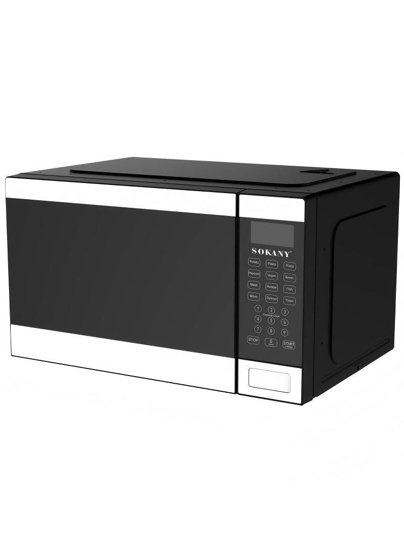 SOKANY Black And White Simple Style Multi-Function Push-Button Microwave Oven 1320W, 25L, LED Display, Easy-To-Operate Multi-Function Microwave Oven. Plug: European Standard
