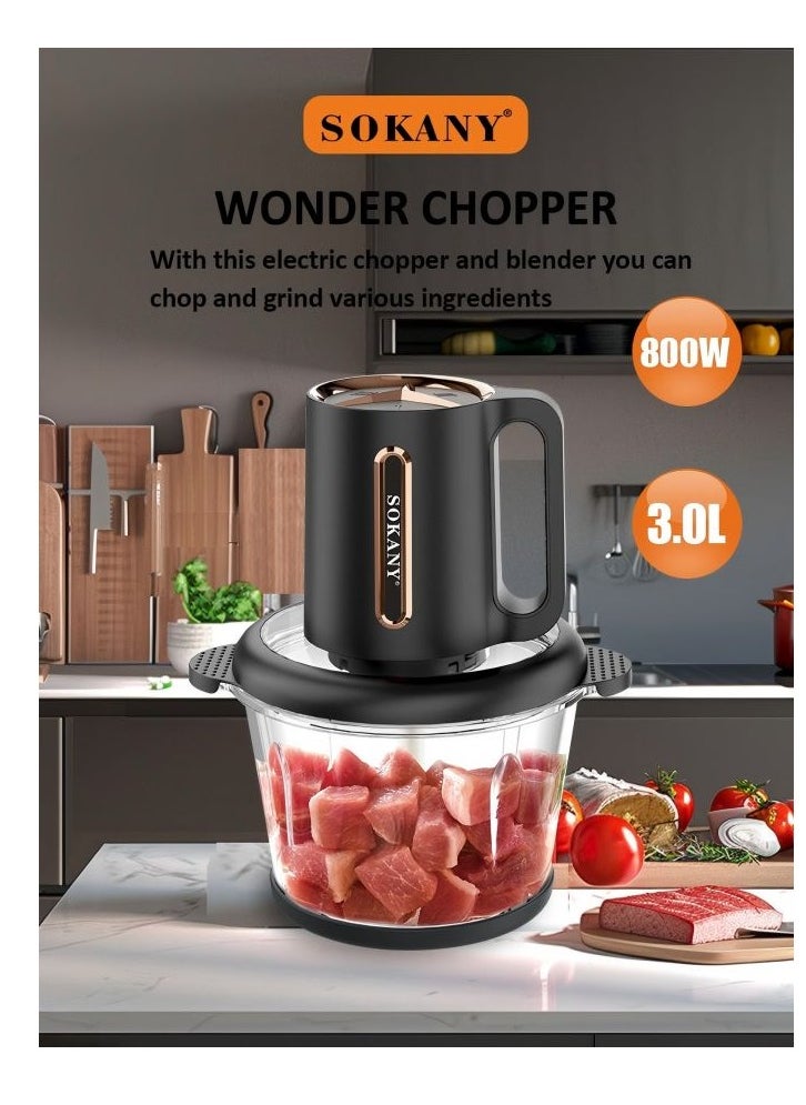 SOKANY 800W High Power 3.0L Capacity Electric Meat Grinder . Plug: European Standard