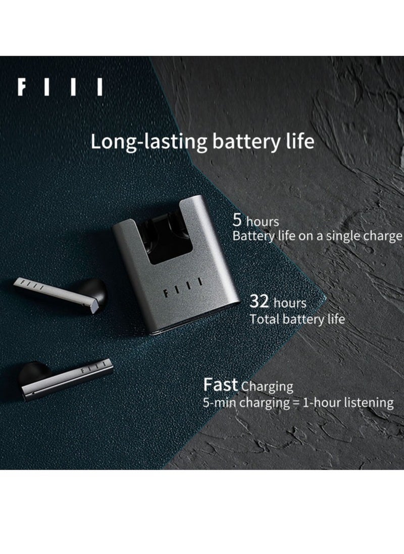 FIIL CC Nano TWS Bluetooth 5.2 Wireless Earbuds – AI ENC Noise Cancelling, 32H Playtime, Fast Charging, IPX4 Sweatproof, Touch Control, Low Latency Mode, HiFi Bass, App Support for iPhone & Android