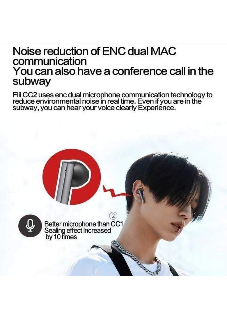 FIIL CC Nano TWS Bluetooth 5.2 Wireless Earbuds – AI ENC Noise Cancelling, 32H Playtime, Fast Charging, IPX4 Sweatproof, Touch Control, Low Latency Mode, HiFi Bass, App Support for iPhone & Android