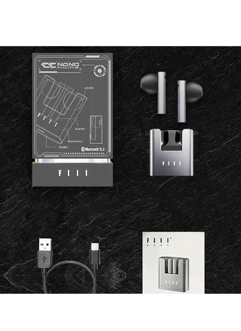 FIIL CC Nano TWS Bluetooth 5.2 Wireless Earbuds – AI ENC Noise Cancelling, 32H Playtime, Fast Charging, IPX4 Sweatproof, Touch Control, Low Latency Mode, HiFi Bass, App Support for iPhone & Android