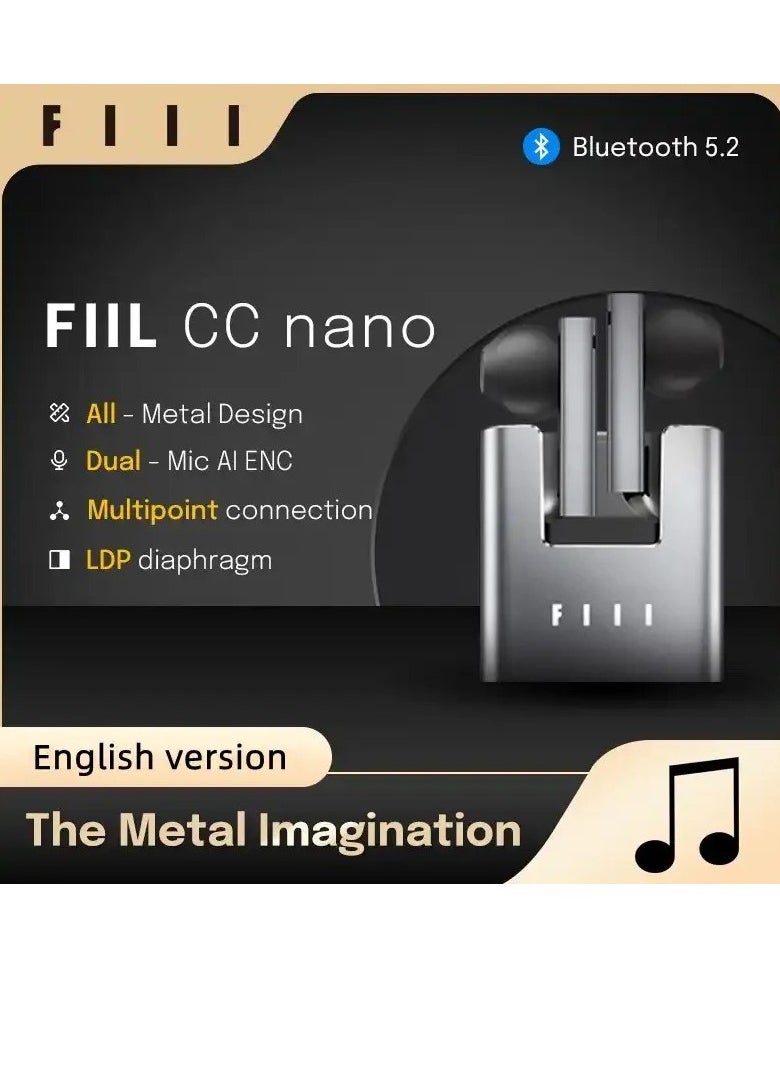 FIIL CC Nano TWS Bluetooth 5.2 Wireless Earbuds – AI ENC Noise Cancelling, 32H Playtime, Fast Charging, IPX4 Sweatproof, Touch Control, Low Latency Mode, HiFi Bass, App Support for iPhone & Android