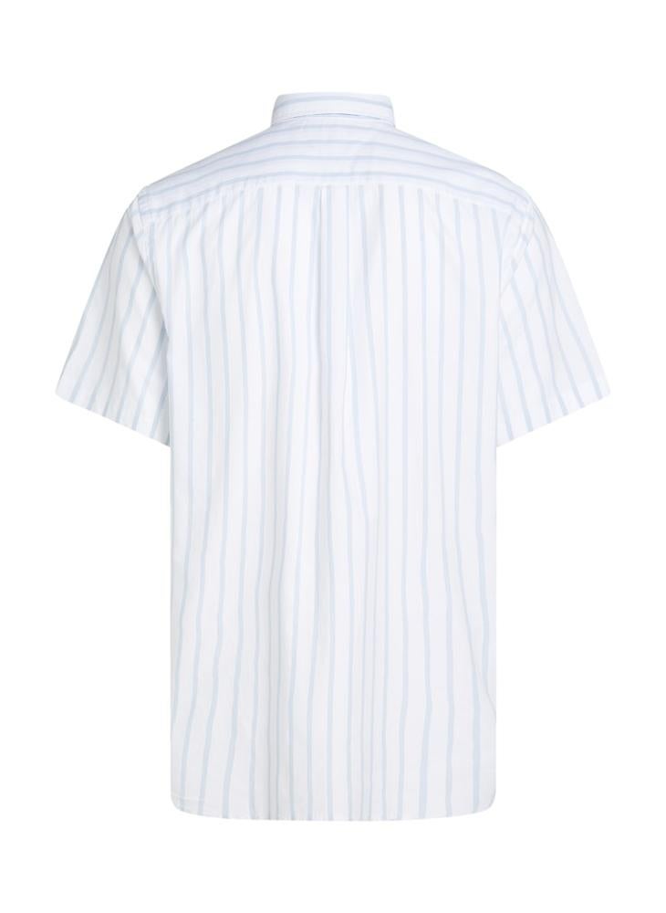 Flex Cotton Poplin Stripe Short Sleeve Shirt