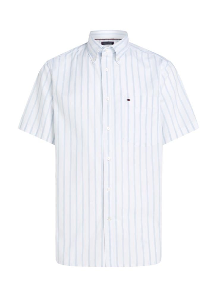 Flex Cotton Poplin Stripe Short Sleeve Shirt