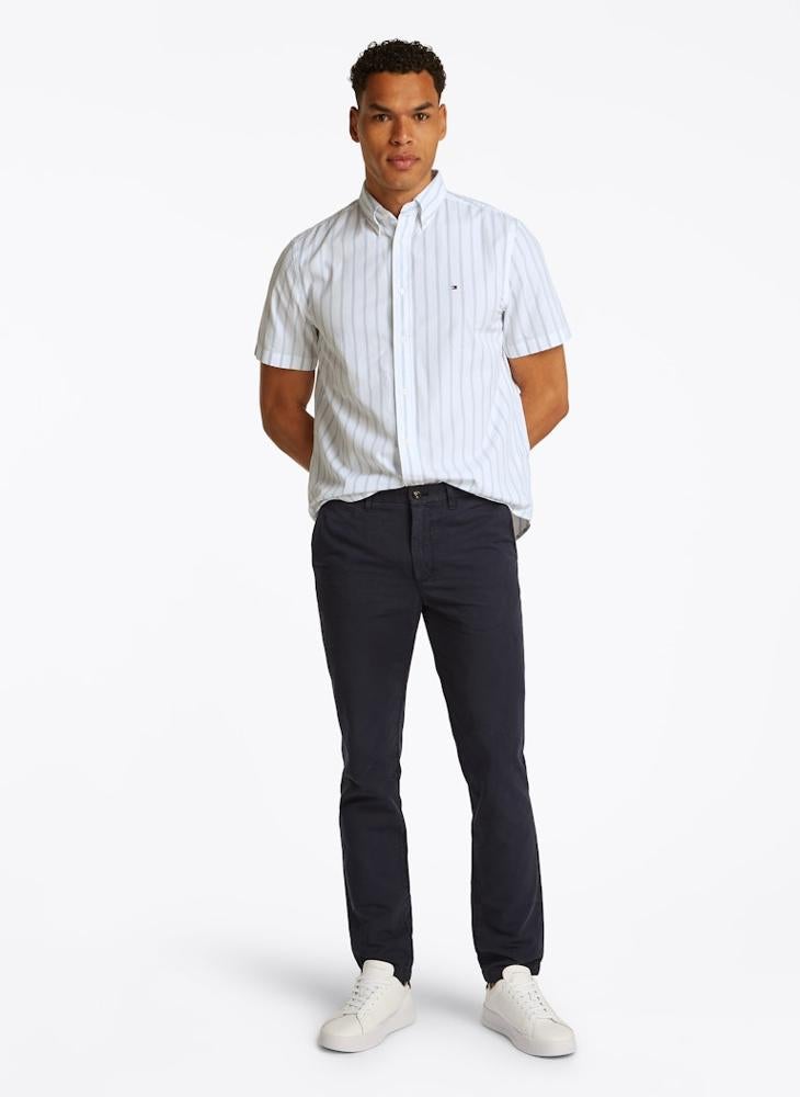Flex Cotton Poplin Stripe Short Sleeve Shirt