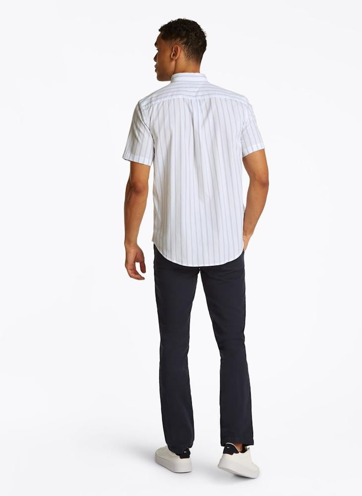 Flex Cotton Poplin Stripe Short Sleeve Shirt
