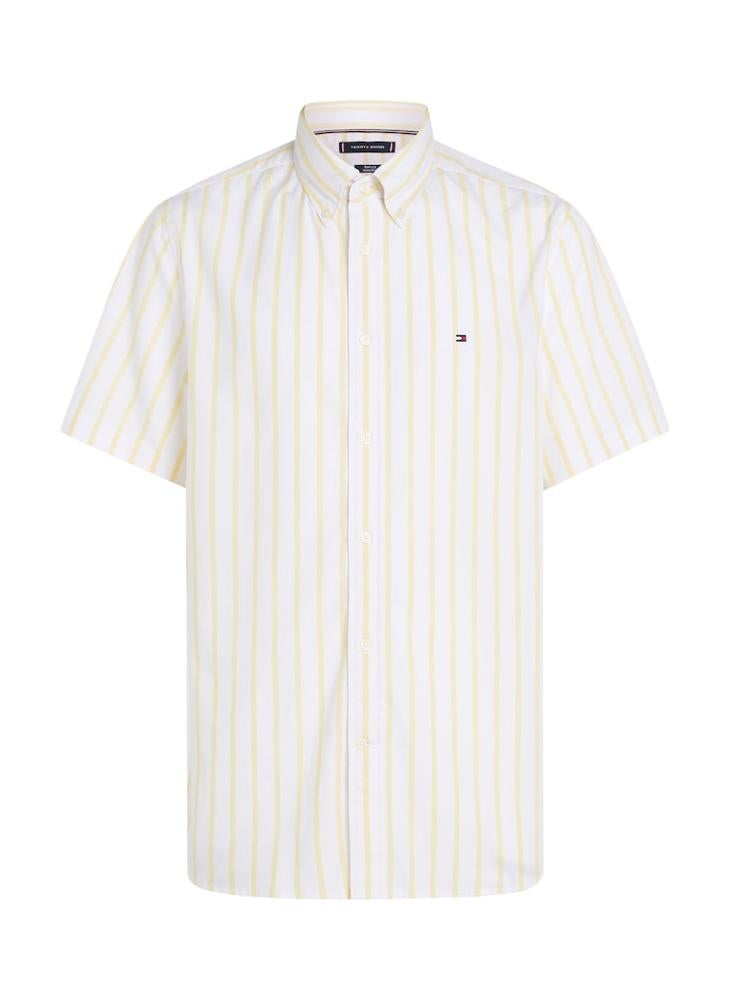 Flex Cotton Poplin Stripe Short Sleeve Shirt