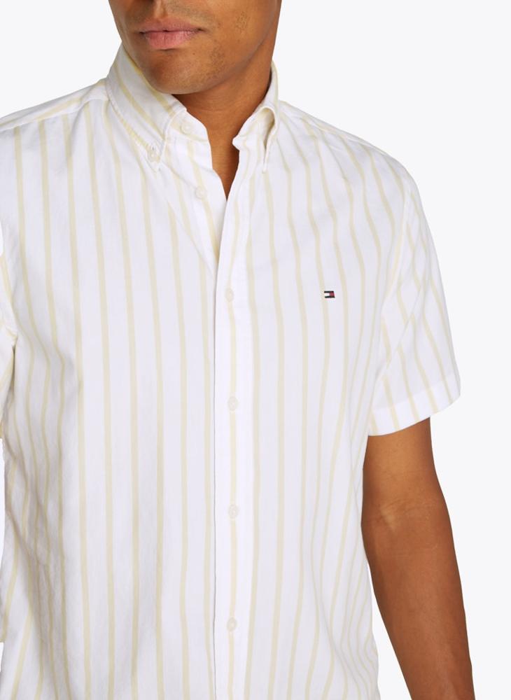 Flex Cotton Poplin Stripe Short Sleeve Shirt