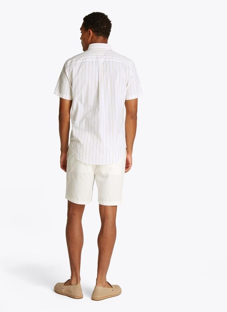 Flex Cotton Poplin Stripe Short Sleeve Shirt