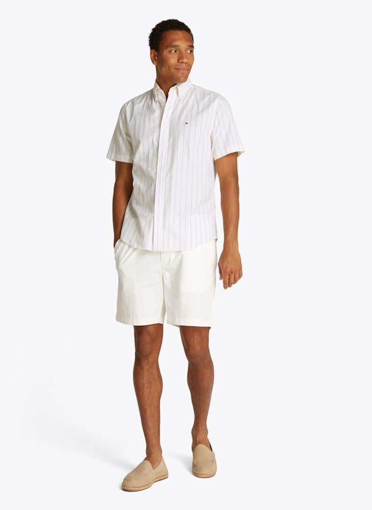 Flex Cotton Poplin Stripe Short Sleeve Shirt