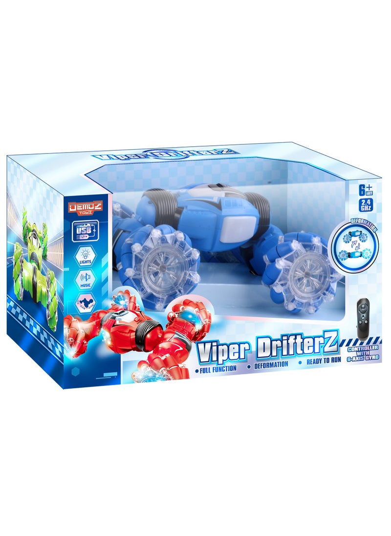 Demoz Remote Control Vehicle Viper DrifterZ 1/12 2.4G with Lights and Music, Assorted 1 Piece (Color May Vary) | Stunt Car for Extreme Drift, Spins and Multi-directional Movement | Drifting Car | Toy Vehicle | Gift for Kids