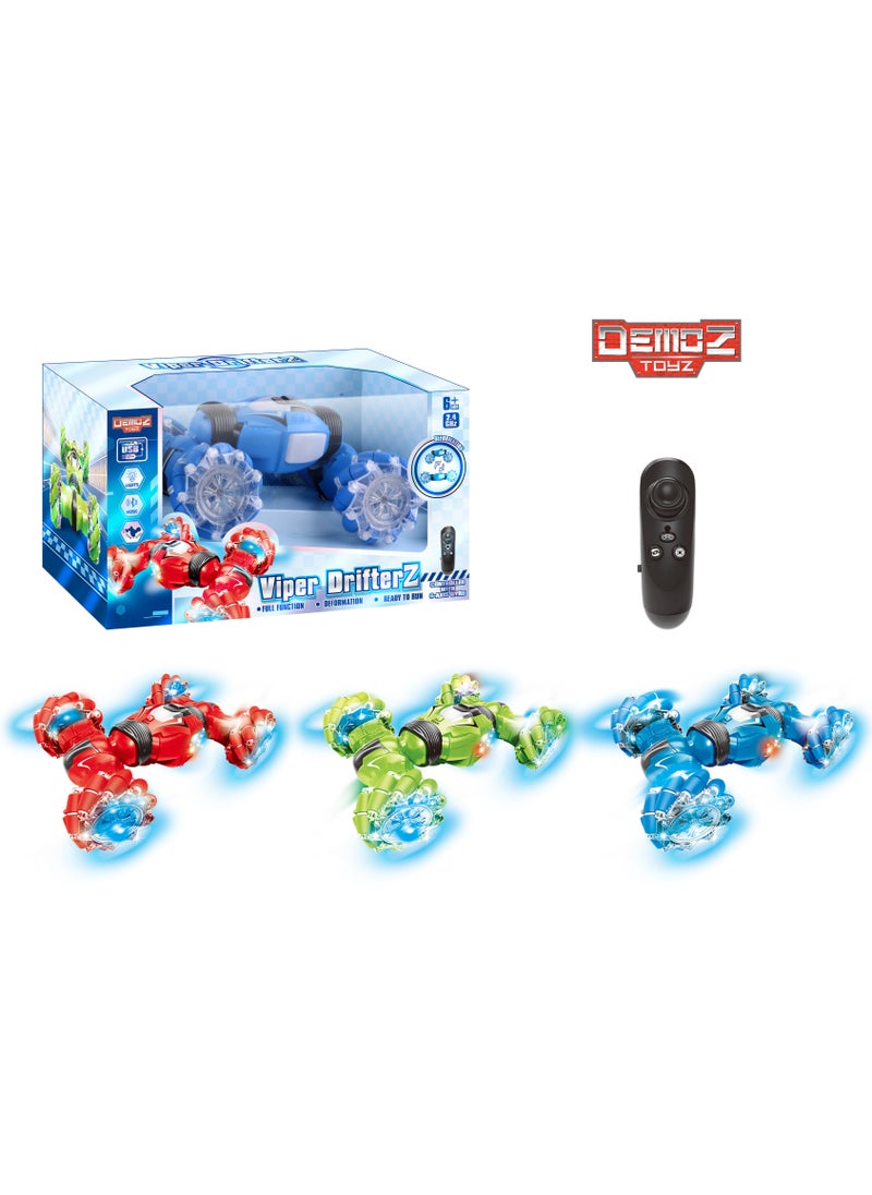 Demoz Remote Control Vehicle Viper DrifterZ 1/12 2.4G with Lights and Music, Assorted 1 Piece (Color May Vary) | Stunt Car for Extreme Drift, Spins and Multi-directional Movement | Drifting Car | Toy Vehicle | Gift for Kids