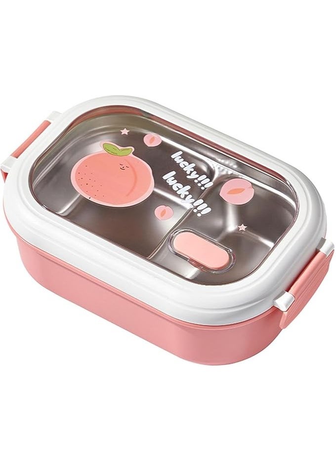 Stainless Steel Lunch Box for Kid School Insulated Bento Lunch Box 2 Compartment Divided Lunch Containers with Lids Leakproof BFA Free Dishwasher Safe Fruit Pink