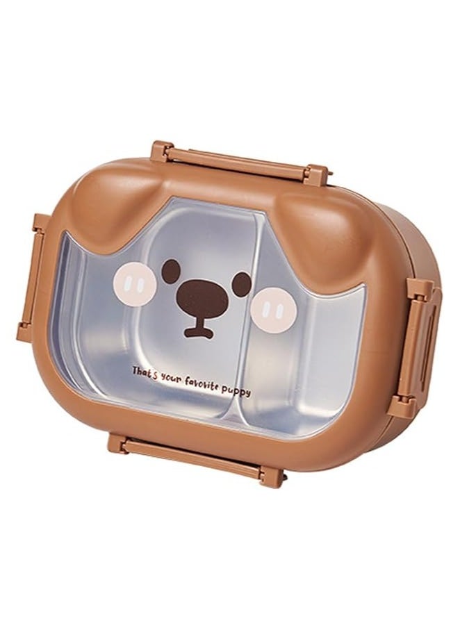 Stainless Steel Lunch Box for Kid School Insulated Bento Lunch Box 2 Compartment Divided Lunch Containers with Lids Leakproof BFA Free Dishwasher Safe Dog Brown.